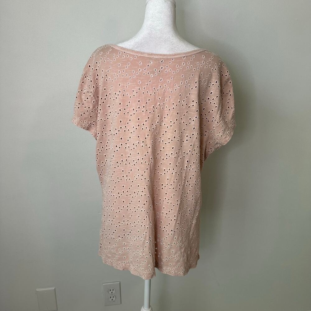 Sundance light pink cotton eyelet short sleeve top size XL - Picture 5 of 13
